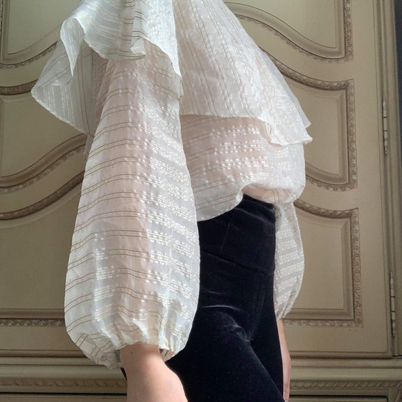 MASSIMO DUTTI Blouse with Billowy Collar - Picture 3 of 4